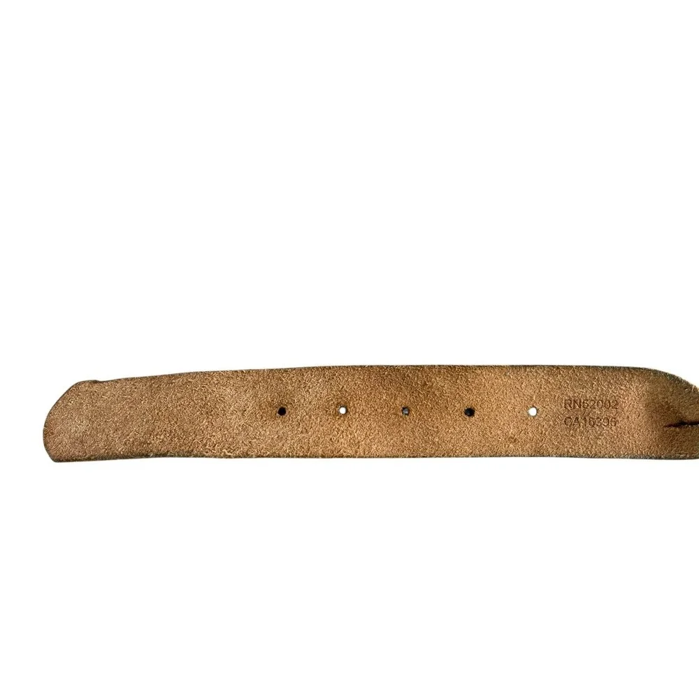 Stamp 10 Unisex Western Off White Distressed Braided Leather Belt Men's Women's
